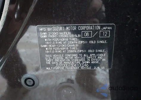 2013 Suzuki Grand Vitara Limited z USA, uszkodzony, nr VIN JS3TD0D73D4100246